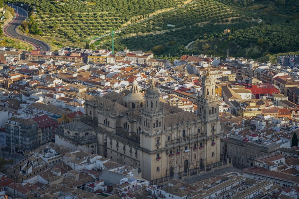 Why Your Blog Is No Famous Aerial photo of Jaén's Cathedral in Andalucía, showcasing its stunning architecture and surrounding cityscape.