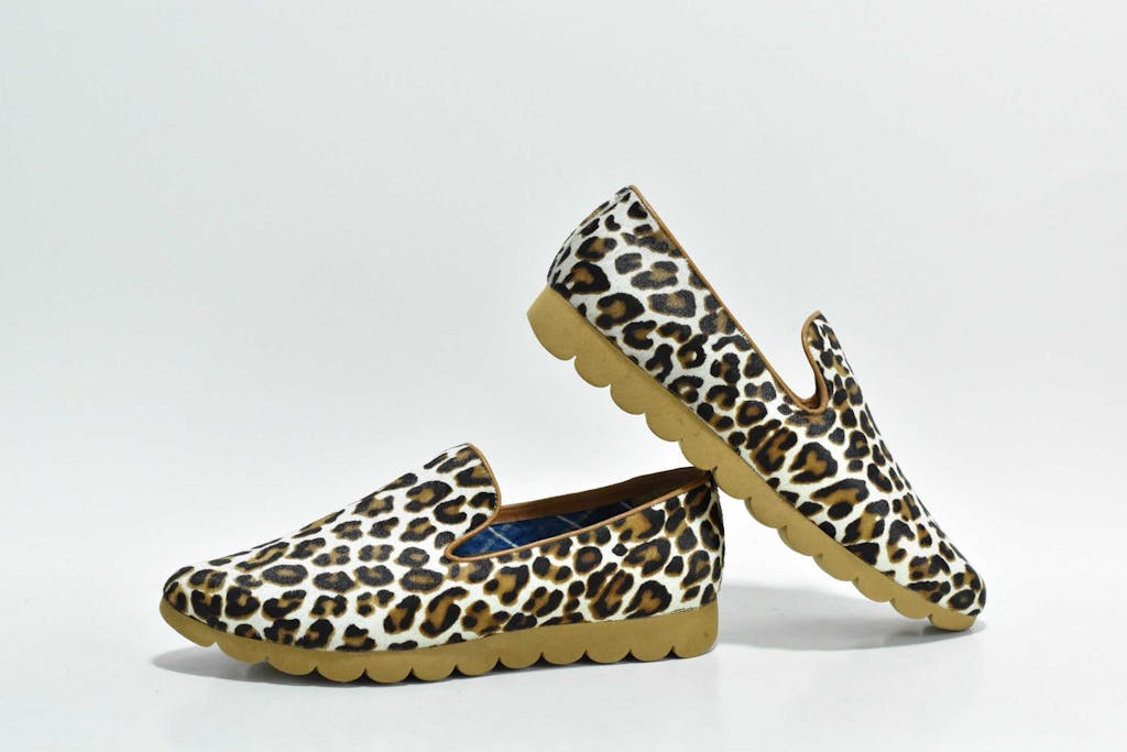 Kidlings Shoes Stylish leopard print loafers showcasing elegant design and comfortable footwear.